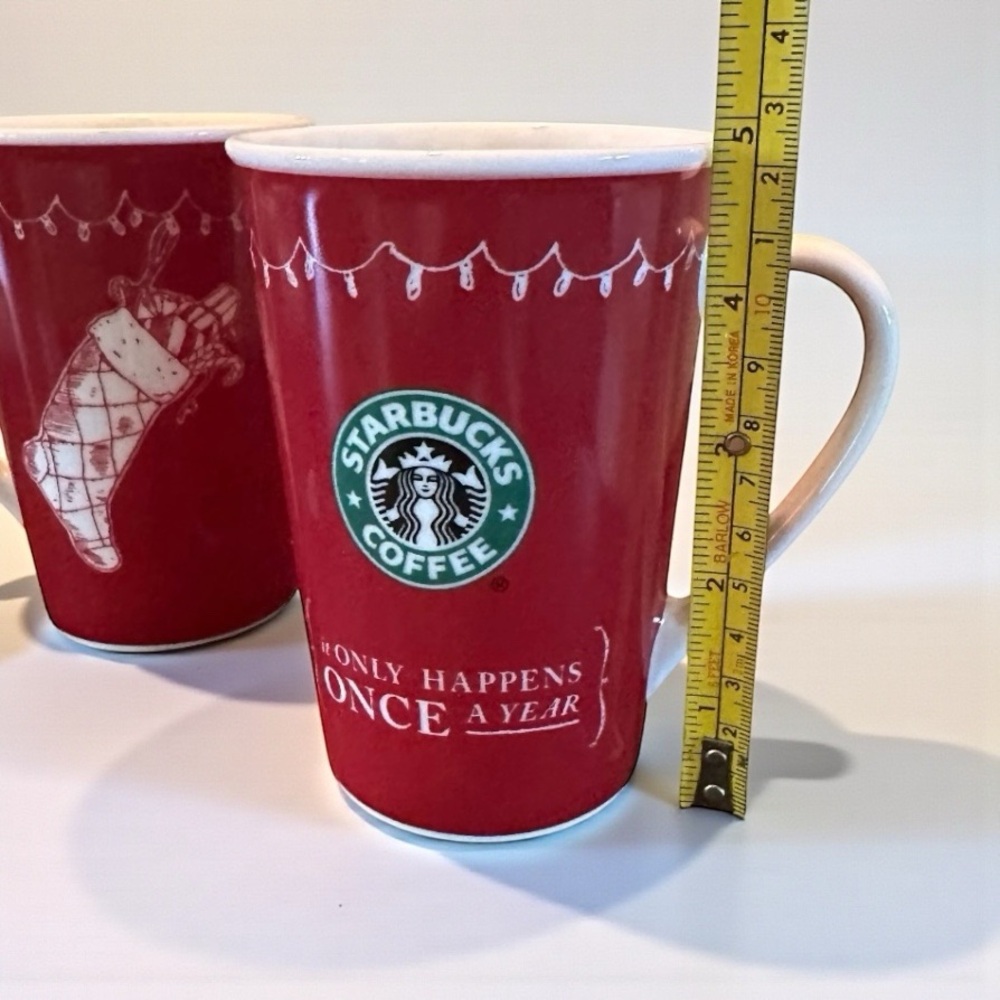 Starbucks “It Only Happens Once A Year” 2005 Red Cup. Set of Two. 12oz. BNWOT - Picture 6 of 8